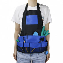 Load image into Gallery viewer, Multi Pocket Tool Apron Blue Garden Gardening Apron, Black+Blue