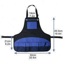 Load image into Gallery viewer, Multi Pocket Tool Apron Blue Garden Gardening Apron, Black+Blue
