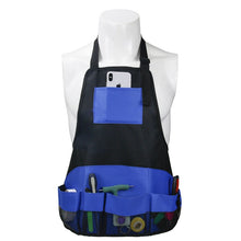 Load image into Gallery viewer, Multi Pocket Tool Apron Blue Garden Gardening Apron, Black+Blue
