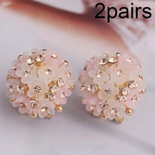 Load image into Gallery viewer, 2pairs Domed Flower Stud Earrings Elegant Crystal Earrings