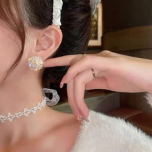 Load image into Gallery viewer, 2pairs Domed Flower Stud Earrings Elegant Crystal Earrings