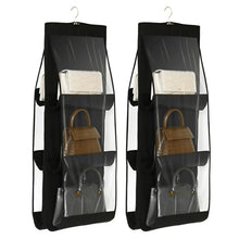 Load image into Gallery viewer, 2pcs Double Sided Transparent Storage Bag Bedroom Wardrobe Storage Dustproof Hanging Bag, Gray 6 Grid, Black 6 Grid, Gray 8 Grid, Black 8 Grid