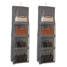 Load image into Gallery viewer, 2pcs Double Sided Transparent Storage Bag Bedroom Wardrobe Storage Dustproof Hanging Bag, Gray 6 Grid, Black 6 Grid, Gray 8 Grid, Black 8 Grid