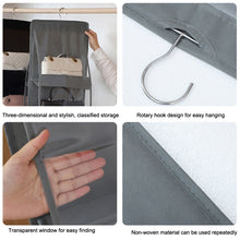 Load image into Gallery viewer, 2pcs Double Sided Transparent Storage Bag Bedroom Wardrobe Storage Dustproof Hanging Bag, Gray 6 Grid, Black 6 Grid, Gray 8 Grid, Black 8 Grid