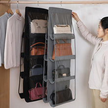 Load image into Gallery viewer, 2pcs Double Sided Transparent Storage Bag Bedroom Wardrobe Storage Dustproof Hanging Bag, Gray 6 Grid, Black 6 Grid, Gray 8 Grid, Black 8 Grid