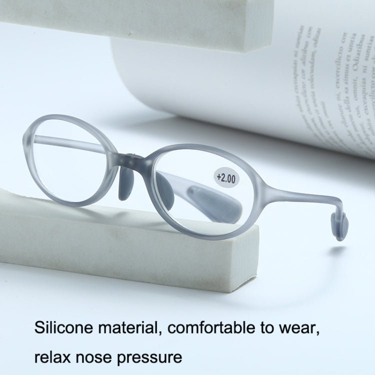 Portable Magnifying Glass Presbyopic Glasses Silicone Anti-Blue Light Reading Glasses, Degree:
