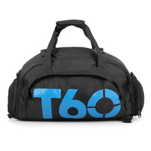 Load image into Gallery viewer, Wet and Dry Separation Fitness Backpack Swimming Taekwondo Waterproof Travel Bag, Red, Black Bottom White Word, Black Bottom Yellow Word, Simple Black Bottom Blue Word, Blue