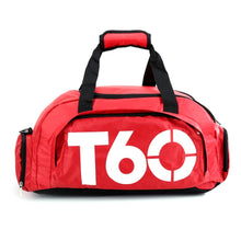 Load image into Gallery viewer, Wet and Dry Separation Fitness Backpack Swimming Taekwondo Waterproof Travel Bag, Red, Black Bottom White Word, Black Bottom Yellow Word, Simple Black Bottom Blue Word, Blue