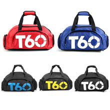 Load image into Gallery viewer, Wet and Dry Separation Fitness Backpack Swimming Taekwondo Waterproof Travel Bag, Red, Black Bottom White Word, Black Bottom Yellow Word, Simple Black Bottom Blue Word, Blue