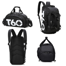 Load image into Gallery viewer, Wet and Dry Separation Fitness Backpack Swimming Taekwondo Waterproof Travel Bag, Red, Black Bottom White Word, Black Bottom Yellow Word, Simple Black Bottom Blue Word, Blue