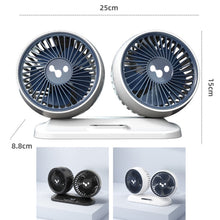 Load image into Gallery viewer, 12v/24v Car Fan USB Interface Powerful Double Head Electric Fan