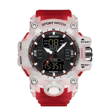 Load image into Gallery viewer, SANDA Green Light Alarm Clock Multifunctional Waterproof Shockproof Transparent Watch