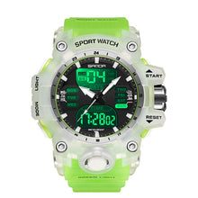 Load image into Gallery viewer, SANDA Green Light Alarm Clock Multifunctional Waterproof Shockproof Transparent Watch
