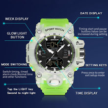 Load image into Gallery viewer, SANDA Green Light Alarm Clock Multifunctional Waterproof Shockproof Transparent Watch
