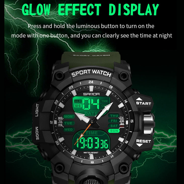 SANDA Green Light Alarm Clock Multifunctional Waterproof Shockproof Transparent Watch
