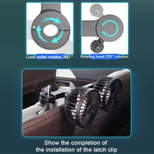 Load image into Gallery viewer, 5V 2A Car Rear Seat Back USB Interface Powerful Double-headed Fan, F4207