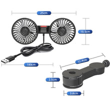 Load image into Gallery viewer, 5V 2A Car Rear Seat Back USB Interface Powerful Double-headed Fan, F4207