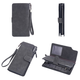 Baellerry Matte Leather Multi-card Slot Men Clutch Bag Zip Buckle Vintage Wallet