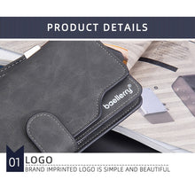 Load image into Gallery viewer, Baellerry Matte Leather Multi-card Slot Men Clutch Bag Zip Buckle Vintage Wallet