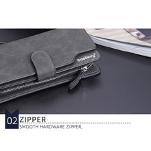 Load image into Gallery viewer, Baellerry Matte Leather Multi-card Slot Men Clutch Bag Zip Buckle Vintage Wallet