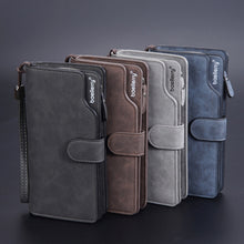 Load image into Gallery viewer, Baellerry Matte Leather Multi-card Slot Men Clutch Bag Zip Buckle Vintage Wallet