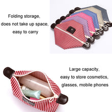 Load image into Gallery viewer, Striped Dumpling Cosmetic Bag Travel Folding Toiletry Bag
