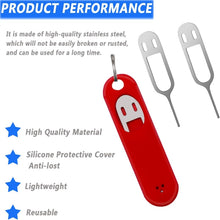 Load image into Gallery viewer, Eject Sim Card Tray Open Pins Needle Keychain Tool With Silicone Case