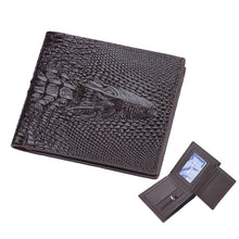Load image into Gallery viewer, Baellerry Crocodile Print Men Short Wallet Vintage Multi-card Slot Coin Purse