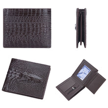 Load image into Gallery viewer, Baellerry Crocodile Print Men Short Wallet Vintage Multi-card Slot Coin Purse