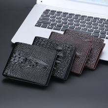 Load image into Gallery viewer, Baellerry Crocodile Print Men Short Wallet Vintage Multi-card Slot Coin Purse