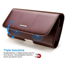 Load image into Gallery viewer, Nuoku Magnetic Flaps Leather Belt Case For Smart Phones, 17.3 x 8 x 2.5cm  6.7 Inch