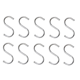 10pcs Multifunctional Stainless Steel Hooks Metal S-Shaped Hook, Large, Medium, Small