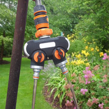 Load image into Gallery viewer, Garden Irrigation And Watering One Pass Two Faucet Water Divider, With Plastic Adapter, With Copper Adapter, With Thread European Connector, With Thread European Connector+Plastic Nipple Connector
