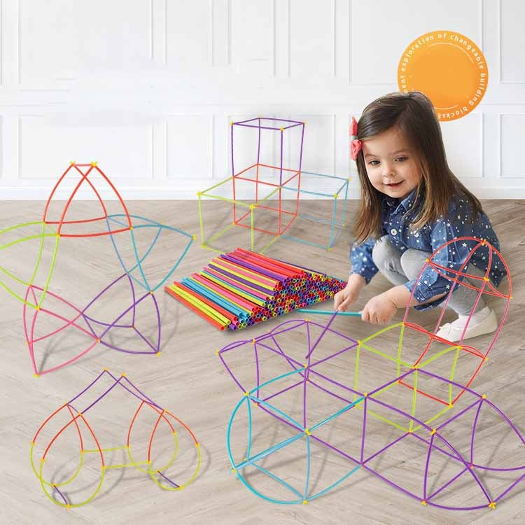 DIY Plastic 4D Straw Building Blocks Joint Funny Development Toys