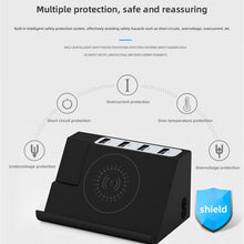 Load image into Gallery viewer, PD 20W +QC 3.0 Wireless Charging+6 Ports Multi-function Charger, Black