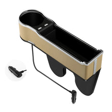 Load image into Gallery viewer, Car Seat Gap Storage Box Multifunctional Mobile Phone USB Charger, Standard Black, Standard Red, Standard Beige, Standard Brown, QC3.0 Black, QC3.0 Red, QC3.0 Beige, QC3.0 Brown