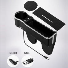 Load image into Gallery viewer, Car Seat Gap Storage Box Multifunctional Mobile Phone USB Charger, Standard Black, Standard Red, Standard Beige, Standard Brown, QC3.0 Black, QC3.0 Red, QC3.0 Beige, QC3.0 Brown