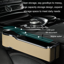 Load image into Gallery viewer, Car Seat Gap Storage Box Multifunctional Mobile Phone USB Charger, Standard Black, Standard Red, Standard Beige, Standard Brown, QC3.0 Black, QC3.0 Red, QC3.0 Beige, QC3.0 Brown