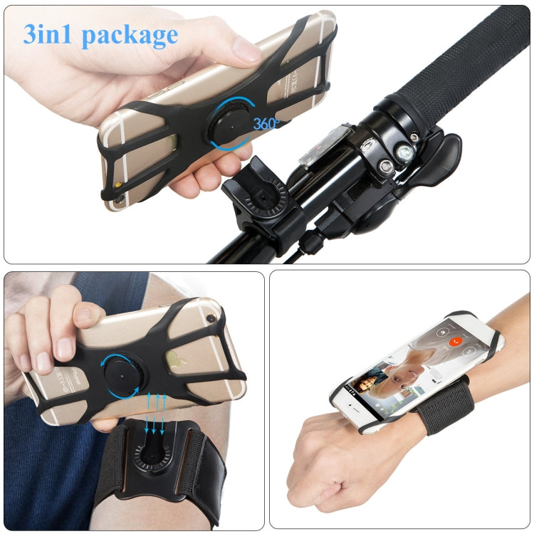 3 In 1 Disassembered Rotating Arm Belt Bag Sports Phone Bag Bracket For 4.5-7 inch Phones