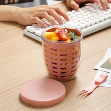 Load image into Gallery viewer, 600ml Fruit and Veggie Snack Cup with Lid and Fork Airtight Leak-proof Salad Box
