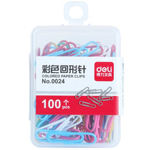 Load image into Gallery viewer, Deli 0024 100 pcs/box 2.8cm File Classification and Storage Color Paper Clips, 100pcs Paper Clips