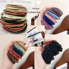 Load image into Gallery viewer, 100pcs/pack Stretchy Hair Accessories Nylon Hair Ring Hair Rope Rubber Band Headband