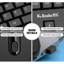 Load image into Gallery viewer, K-Snake WK800 Wireless 2.4G Keyboard Mouse Set Tabletop Computer Notebook Business Office House Use, White, Black
