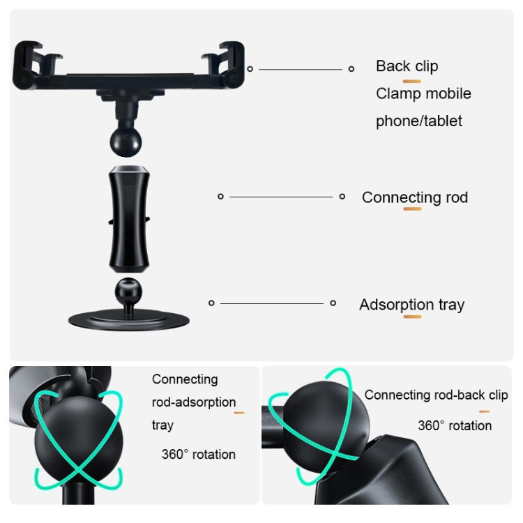 Widened Double-stretch Rotating Suction Cup General Car Bracket, Metal Clamp Arm