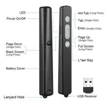 Load image into Gallery viewer, 2.4GHz Multifunctional USB Wireless PPT Laser Page Turning Pen Electronic Laser Pointer Pen, K200