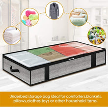 Load image into Gallery viewer, Non-Woven Fabric Foldable Underbed Storage Bag for Clothes Blankets 100x50x18cm, 100x50x18cm(Printing Gray)