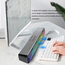 Load image into Gallery viewer, RGB Colorful Lighting Effect Desktop Long USB Wireless Bluetooth Speaker, Q6