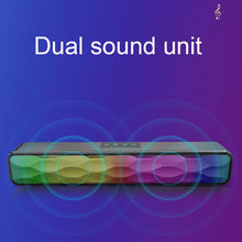 Load image into Gallery viewer, RGB Colorful Lighting Effect Desktop Long USB Wireless Bluetooth Speaker, Q6