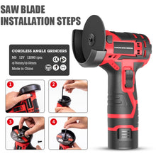 Load image into Gallery viewer, HILDA 12V 3 Inch Li-Ion Angle Grinder Home Cutting And Sanding Machine, EU Plug, Plastic Package With 1 Battery, Carton Package With 1 Battery, Plastic Package With 2 Battery, Carton Package With 2 Battery