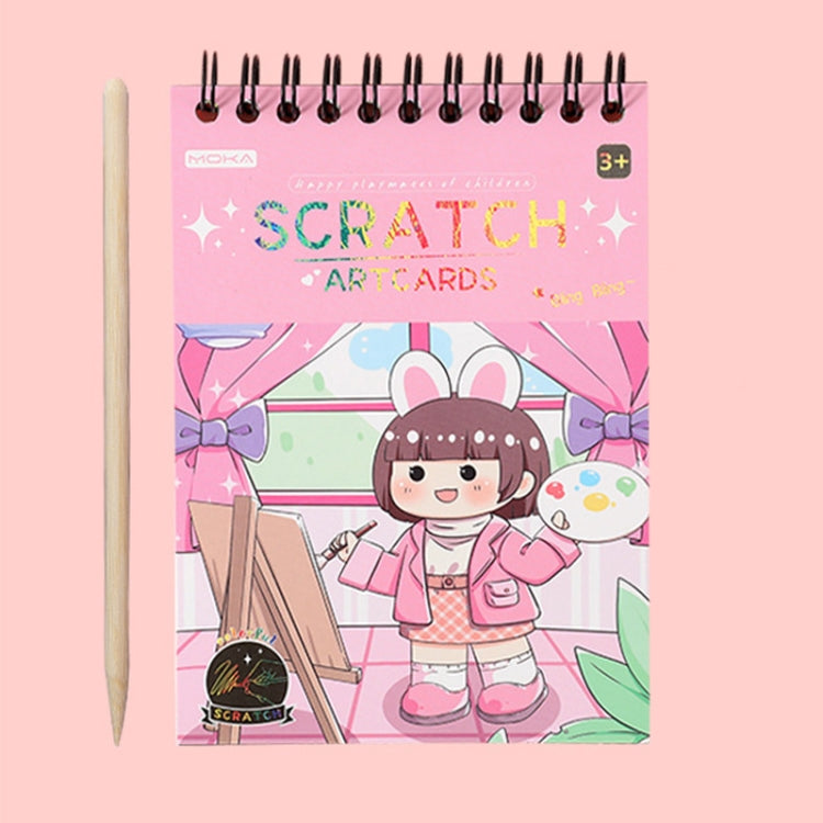 Hand Painted Scratch Paper Colorful Coil Scratchbook With Pen